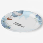 Olifant heteluchtballon blauwe hortensia op maat papieren bordje (Gekanteld)