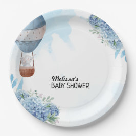 Olifant heteluchtballon blauwe hortensia op maat papieren bordje