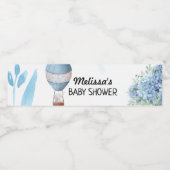 Olifant heteluchtballon blauwe hortensia waterfles etiket (Enkel label)