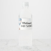 Olifant heteluchtballon blauwe hortensia waterfles etiket (Voorkant)