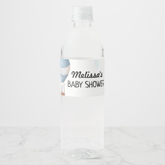 Olifant heteluchtballon blauwe hortensia waterfles etiket (Voorkant)