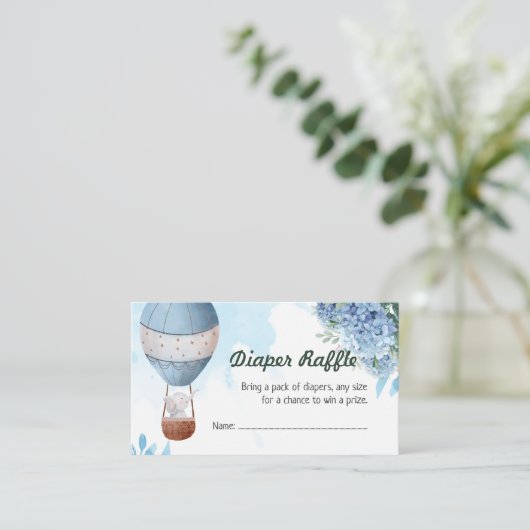 Olifant heteluchtballon luier verloting kaarten (Staand voorkant)