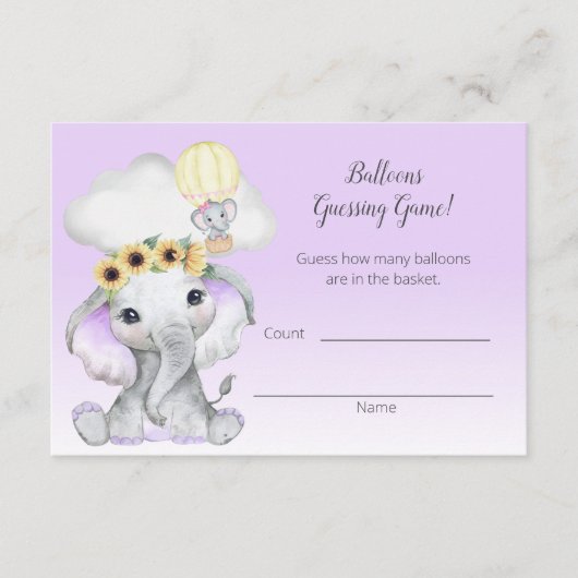 Olifant heteluchtballon Paarse gisentelling Informatiekaartje (Voorkant)
