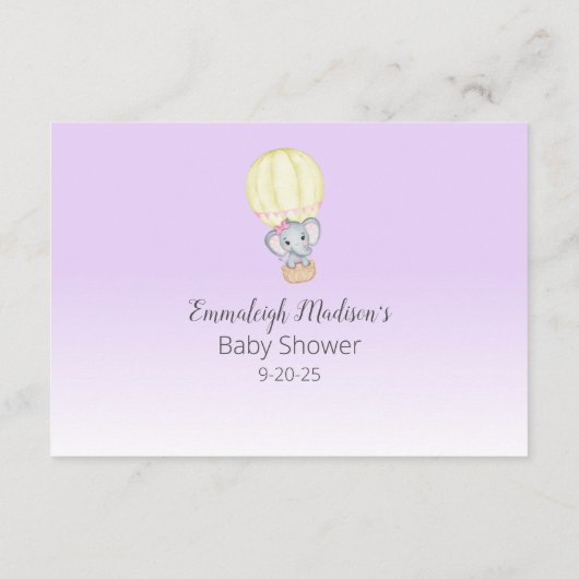 Olifant heteluchtballon Paarse gisentelling Informatiekaartje (Achterkant)