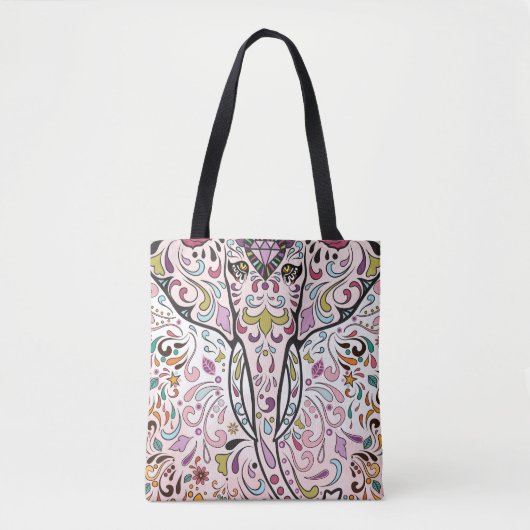 Olifant Hindi India suiker schedel patroon Tote Bag (Voorkant)