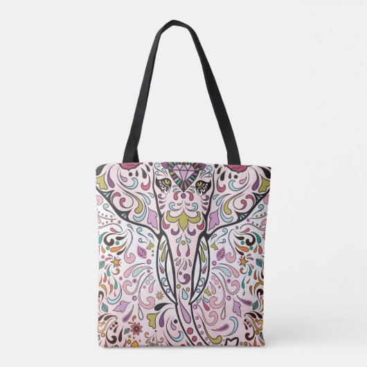Olifant Hindi India suiker schedel patroon Tote Bag (Achterkant)