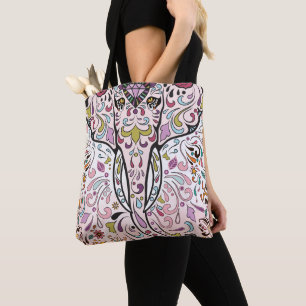 Olifant Hindi India suiker schedel patroon Tote Bag