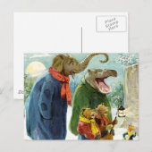 Olifant, Hippopotamus & Beren Go Caroling Briefkaart (Voorkant / Achterkant)