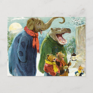 Olifant, Hippopotamus & Beren Go Caroling Briefkaart