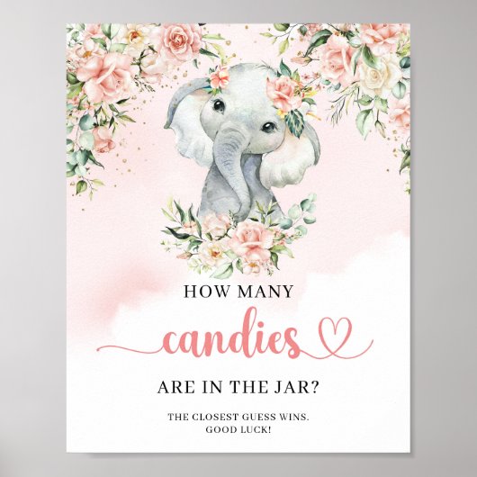 Olifant Hoeveel Snoepjes zijn er in het potje spel Poster (Voorkant)