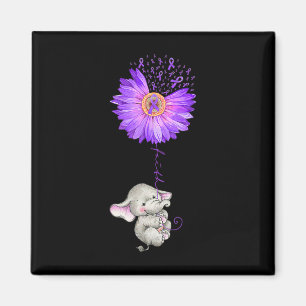 Olifant Hold Paarse Zonnebloem Fibromyalgie Awaren Magneet