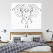Olifant hoofd doedel schets 6 canvas afdruk (Insitu (Slaapkamer))