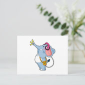 Olifant Hoofdtelefoon Muziek Briefkaart (Staand voorkant)