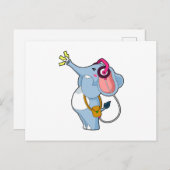 Olifant Hoofdtelefoon Muziek Briefkaart (Voorkant / Achterkant)