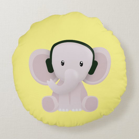 Olifant houdt van muziek rond kussen (Achterkant)