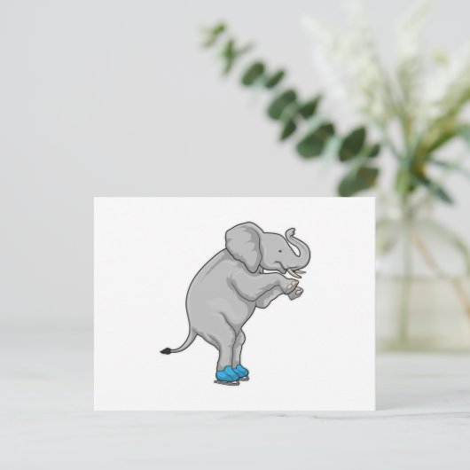 Olifant IJsschaatsen Schaatsen Briefkaart (Staand voorkant)