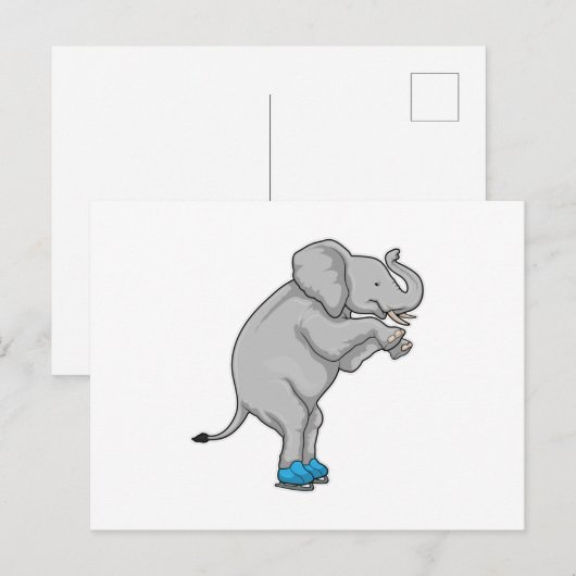 Olifant IJsschaatsen Schaatsen Briefkaart (Voorkant / Achterkant)