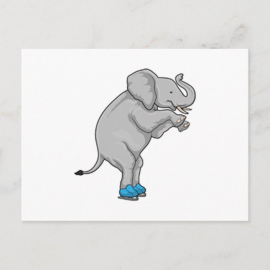 Olifant IJsschaatsen Schaatsen Briefkaart (Voorkant)