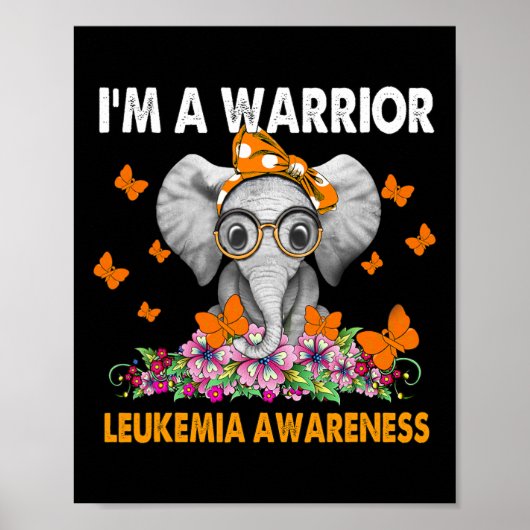 Olifant Ik ben een krijger van leukemie bewustzijn Poster (Voorkant)