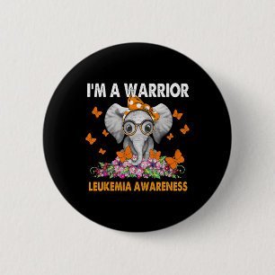 Olifant Ik ben een krijger van leukemie bewustzijn Ronde Button 5,7 Cm