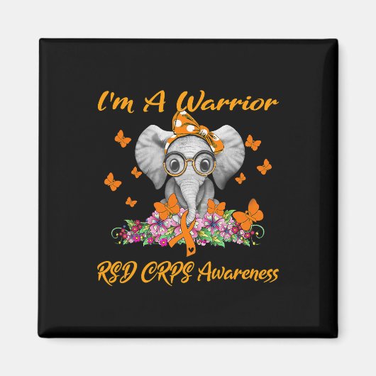 Olifant Ik ben een Warrior RSD CRPS Awareness Magneet (Voorkant)