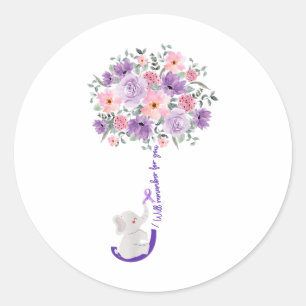 Olifant Ik zal het voor je onthouden Paarse zonneb Ronde Sticker