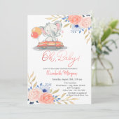 olifant in auto's, ballonnen Baby shower Kaart (Staand voorkant)