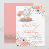 olifant in auto's, ballonnen Baby shower Kaart (Voorkant / Achterkant)