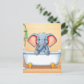 Olifant in bad briefkaart (Staand voorkant)