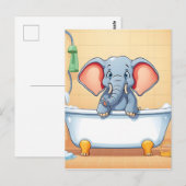 Olifant in bad briefkaart (Voorkant / Achterkant)
