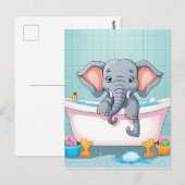 Olifant in bad briefkaart (Voorkant / Achterkant)