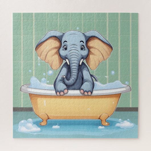 Olifant in bad legpuzzel (Verticaal)