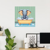 Olifant in bad poster (Thuiskantoor)