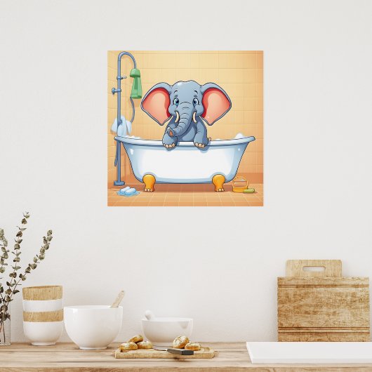Olifant in bad poster (Keuken)