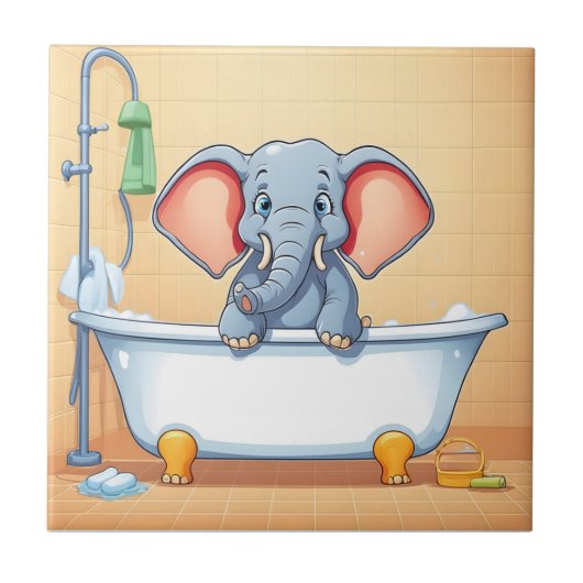 Olifant in bad tegeltje (Voorkant)
