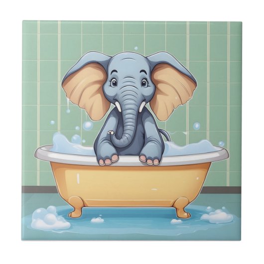Olifant in bad tegeltje (Voorkant)