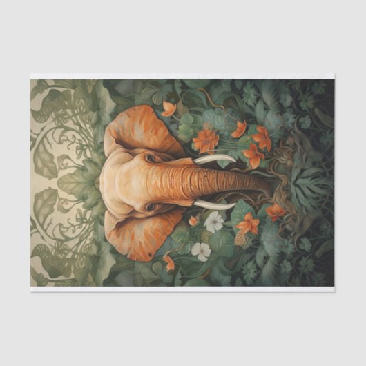 Olifant in bladeren 1 Decoupage papier (Voorkant)