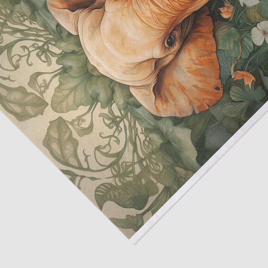 Olifant in bladeren 1 Decoupage papier (Detail)