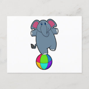 Olifant in circus met circusbal briefkaart