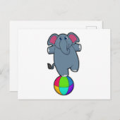 Olifant in circus met circusbal briefkaart (Voorkant / Achterkant)