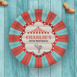 Olifant in Circus Rood & Blauw Patroon Papieren Bordje