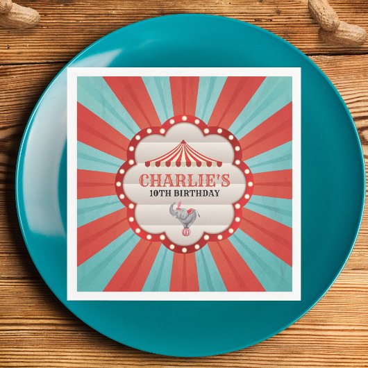 Olifant in Circus Rood & Blauw Patroon Servet