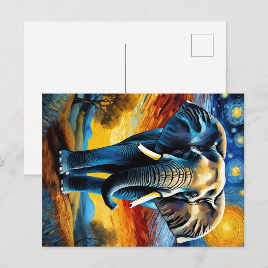 Olifant in de sterrennacht briefkaart (Voorkant / Achterkant)