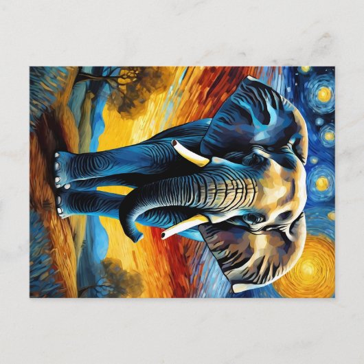 Olifant in de sterrennacht briefkaart (Voorkant)
