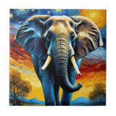 Olifant in de sterrennacht tegeltje (Voorkant)