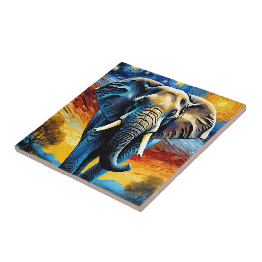 Olifant in de sterrennacht tegeltje (Zijkant)