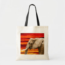 Olifant in de zonsondergang - Canvas tas