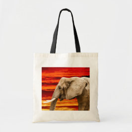 Olifant in de zonsondergang - Canvas tas