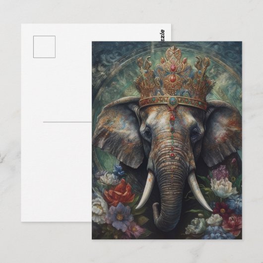 Olifant in een kroon briefkaart (Voorkant / Achterkant)