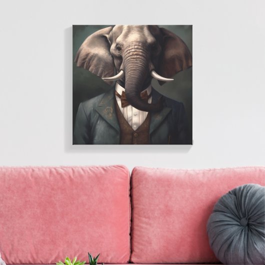 Olifant in een pak | Dierenkunst | Dier in een pak Canvas Afdruk (Insitu (Woonkamer))